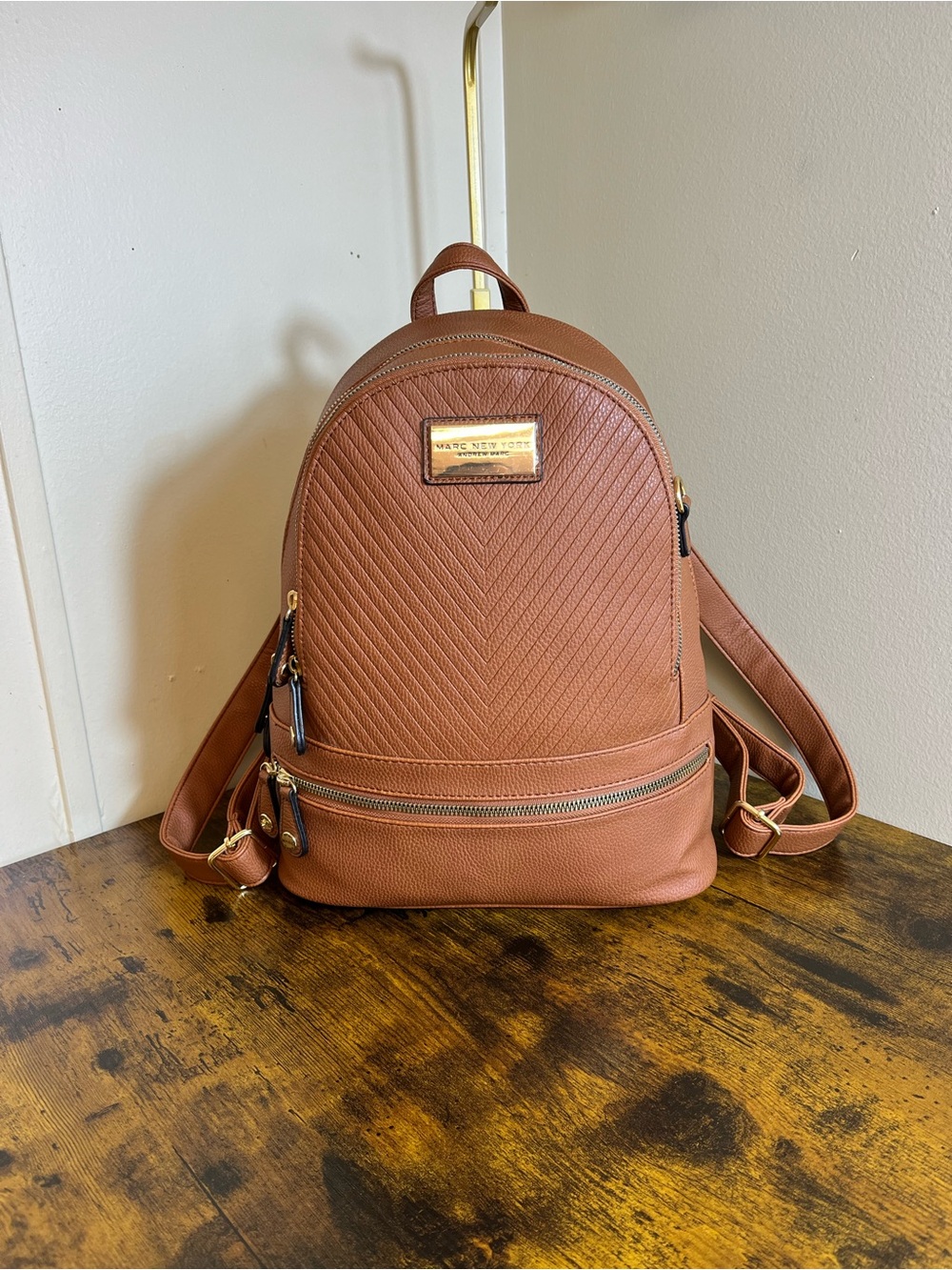 Marc New York Backpack with Gold Plaque new without tags